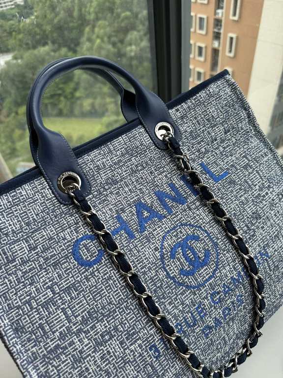 CHANEL 66941 #Large Beach Cowboy Canvas Bag  chanel deauville  SpringSummer Dubai Resort Collection Classic Shopping Bag with Handle Large Mommy Bag Summer Fashion Partner Casual Versatile [Delightful] More and more natu