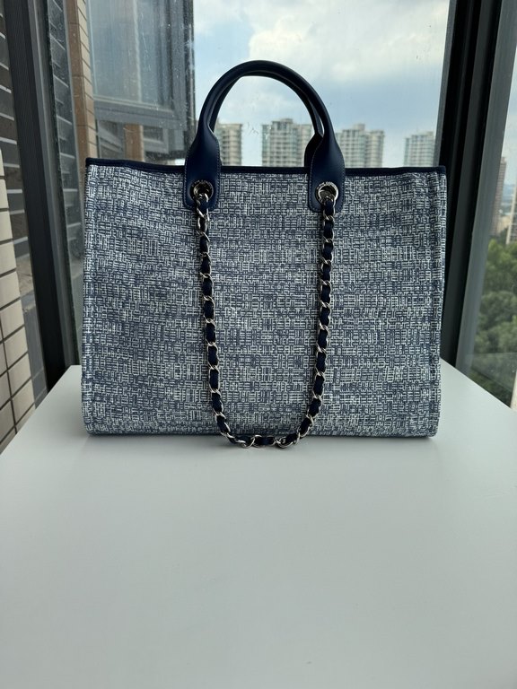 CHANEL 66941 #Large Beach Cowboy Canvas Bag  chanel deauville  SpringSummer Dubai Resort Collection Classic Shopping Bag with Handle Large Mommy Bag Summer Fashion Partner Casual Versatile [Delightful] More and more natu