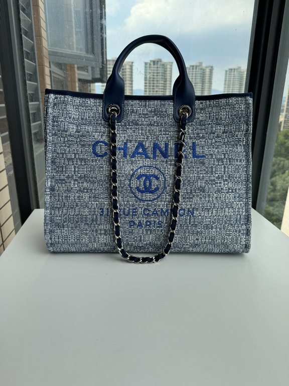 CHANEL 66941 #Large Beach Cowboy Canvas Bag  chanel deauville  SpringSummer Dubai Resort Collection Classic Shopping Bag with Handle Large Mommy Bag Summer Fashion Partner Casual Versatile [Delightful] More and more natu