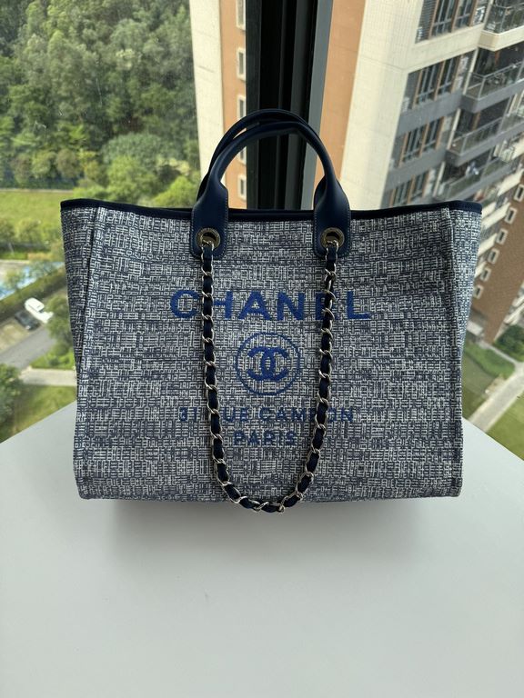 CHANEL 66941 #Large Beach Cowboy Canvas Bag  chanel deauville  SpringSummer Dubai Resort Collection Classic Shopping Bag with Handle Large Mommy Bag Summer Fashion Partner Casual Versatile [Delightful] More and more natu