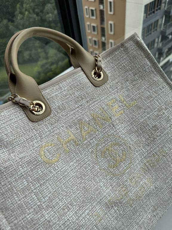 CHANEL 66941 #Large Beach Cowboy Canvas Bag  chanel deauville  SpringSummer Dubai Resort Collection Classic Shopping Bag with Handle Large Mommy Bag Summer Fashion Partner Casual Versatile [Delightful] More and more natu