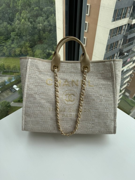 CHANEL 66941 #Large Beach Cowboy Canvas Bag  chanel deauville  SpringSummer Dubai Resort Collection Classic Shopping Bag with Handle Large Mommy Bag Summer Fashion Partner Casual Versatile [Delightful] More and more natu