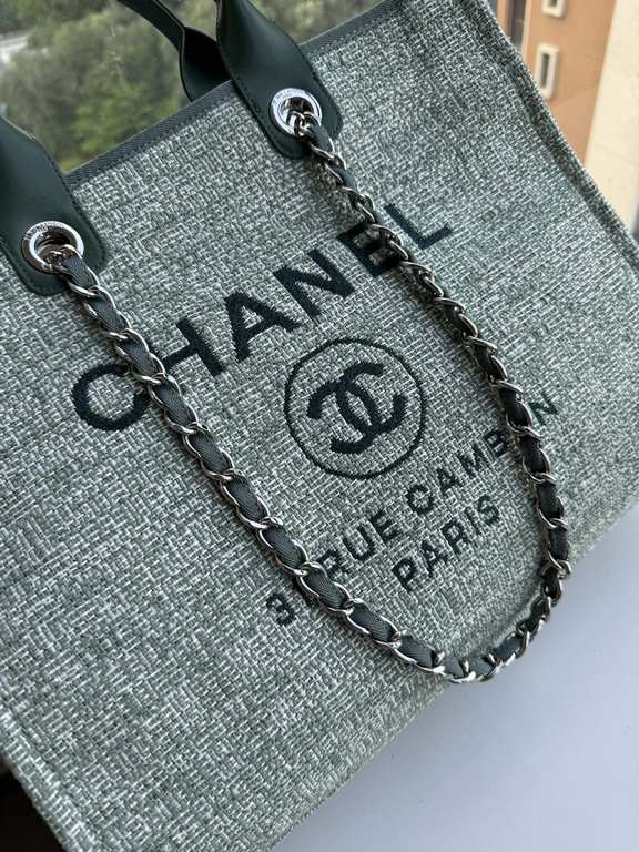 CHANEL 66941 #Large Beach Cowboy Canvas Bag  chanel deauville  SpringSummer Dubai Resort Collection Classic Shopping Bag with Handle Large Mommy Bag Summer Fashion Partner Casual Versatile [Delightful] More and more natu