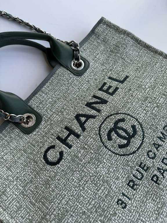 CHANEL 66941 #Large Beach Cowboy Canvas Bag  chanel deauville  SpringSummer Dubai Resort Collection Classic Shopping Bag with Handle Large Mommy Bag Summer Fashion Partner Casual Versatile [Delightful] More and more natu