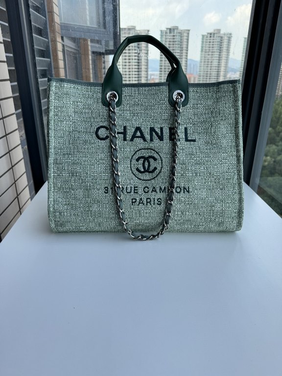 CHANEL 66941 #Large Beach Cowboy Canvas Bag  chanel deauville  SpringSummer Dubai Resort Collection Classic Shopping Bag with Handle Large Mommy Bag Summer Fashion Partner Casual Versatile [Delightful] More and more natu