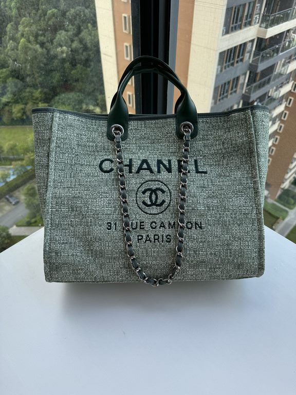 CHANEL 66941 #Large Beach Cowboy Canvas Bag  chanel deauville  SpringSummer Dubai Resort Collection Classic Shopping Bag with Handle Large Mommy Bag Summer Fashion Partner Casual Versatile [Delightful] More and more natu