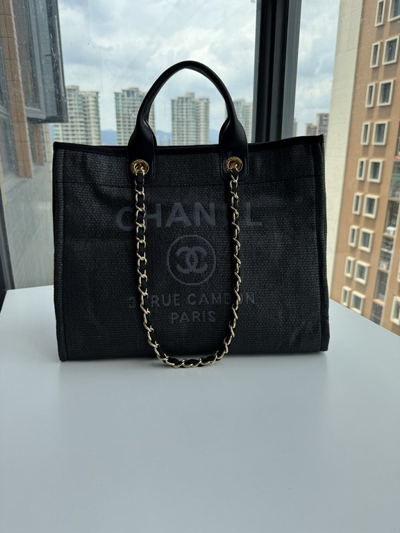 CHANEL 66941 #Large Beach Cowboy Canvas Bag  chanel deauville  SpringSummer Dubai Resort Collection Classic Shopping Bag with Handle Large Mommy Bag Summer Fashion Partner Casual Versatile [Delightful] More and more natu