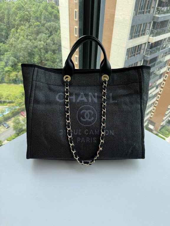 CHANEL 66941 #Large Beach Cowboy Canvas Bag  chanel deauville  SpringSummer Dubai Resort Collection Classic Shopping Bag with Handle Large Mommy Bag Summer Fashion Partner Casual Versatile [Delightful] More and more natu