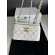 CHANEL23CWOC Double ChainDiamond-patterned gold buckle vintage threaded chain   Cowhide leatherSize 17 Model 96048