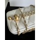 CHANEL23CWOC Double ChainDiamond-patterned gold buckle vintage threaded chain   Cowhide leatherSize 17 Model 96048