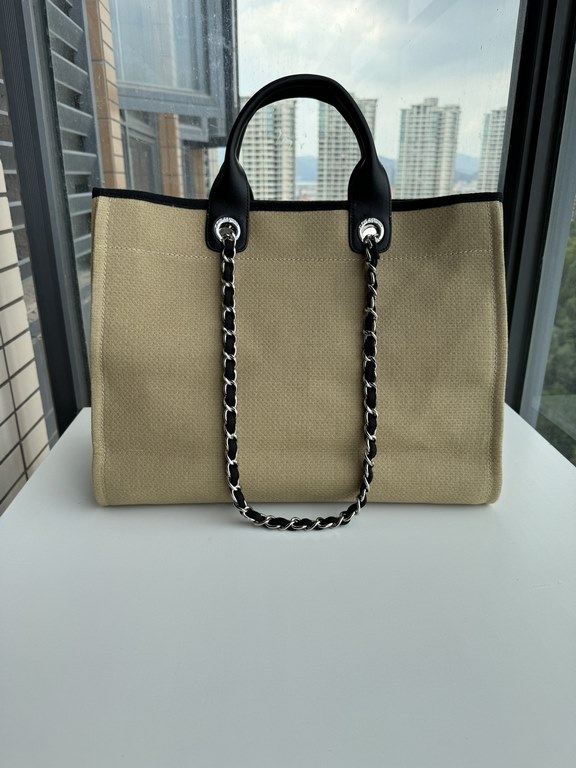 CHANEL 66941 #Large Beach Cowboy Canvas Bag  chanel deauville  SpringSummer Dubai Resort Collection Classic Shopping Bag with Handle Large Mommy Bag Summer Fashion Partner Casual Versatile [Delightful] More and more natu