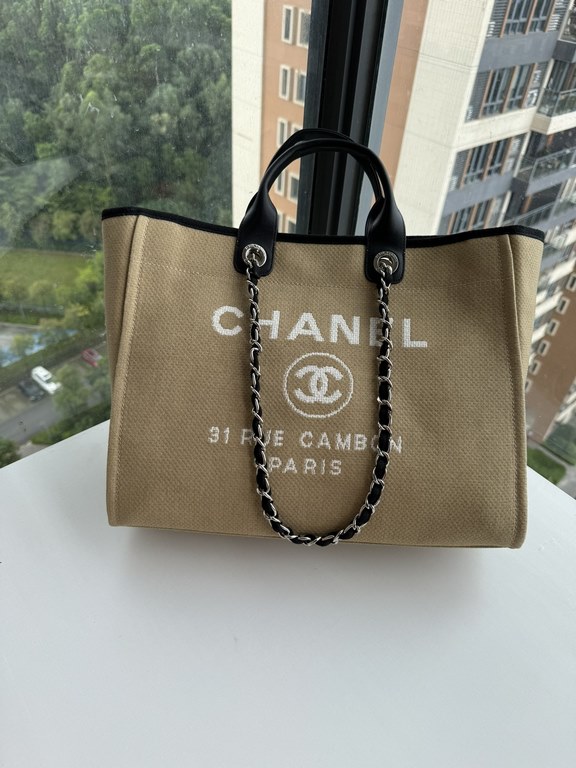 CHANEL 66941 #Large Beach Cowboy Canvas Bag  chanel deauville  SpringSummer Dubai Resort Collection Classic Shopping Bag with Handle Large Mommy Bag Summer Fashion Partner Casual Versatile [Delightful] More and more natu