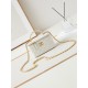 . 24A Limited Edition Gold Chain Gold Transparent Tote Long Box Bag Cosmetic Slanting Bag with Gold Transparent Handle Lambskin Brushed Metal Hardware, Handle Exquisite and Noble, Hand Carry Slanting Shoulder All Look Go