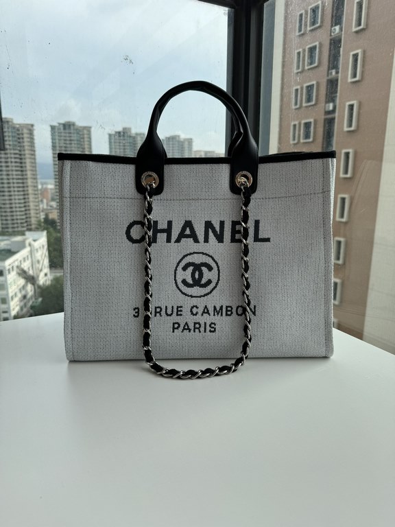 CHANEL 66941 #Large Beach Cowboy Canvas Bag  chanel deauville  SpringSummer Dubai Resort Collection Classic Shopping Bag with Handle Large Mommy Bag Summer Fashion Partner Casual Versatile [Delightful] More and more natu