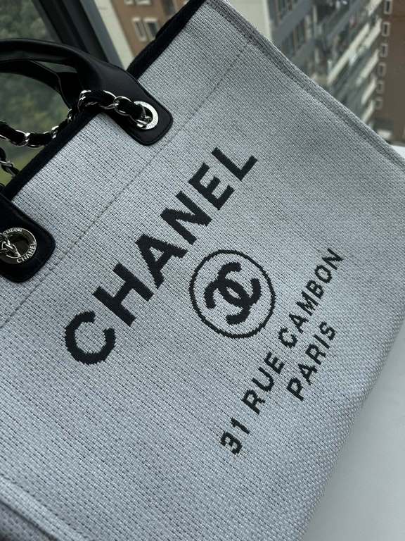 CHANEL 66941 #Large Beach Cowboy Canvas Bag  chanel deauville  SpringSummer Dubai Resort Collection Classic Shopping Bag with Handle Large Mommy Bag Summer Fashion Partner Casual Versatile [Delightful] More and more natu