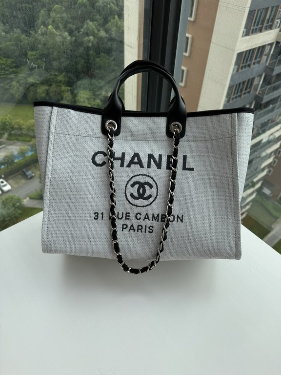 CHANEL 66941 #Large Beach Cowboy Canvas Bag  chanel deauville  SpringSummer Dubai Resort Collection Classic Shopping Bag with Handle Large Mommy Bag Summer Fashion Partner Casual Versatile [Delightful] More and more natu