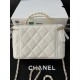 A96060 Chanel 24C Limited Edition Rhinestone Letter Handle Long Box Bag Cosmetic Slanting Bag with Drill Handle Lambskin Brushed Metal Hardware, Logo Letter Handle Exquisite and Noble, Buckle Cover Part of the Leather We