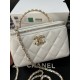 A96060 Chanel 24C Limited Edition Rhinestone Letter Handle Long Box Bag Cosmetic Slanting Bag with Drill Handle Lambskin Brushed Metal Hardware, Logo Letter Handle Exquisite and Noble, Buckle Cover Part of the Leather We