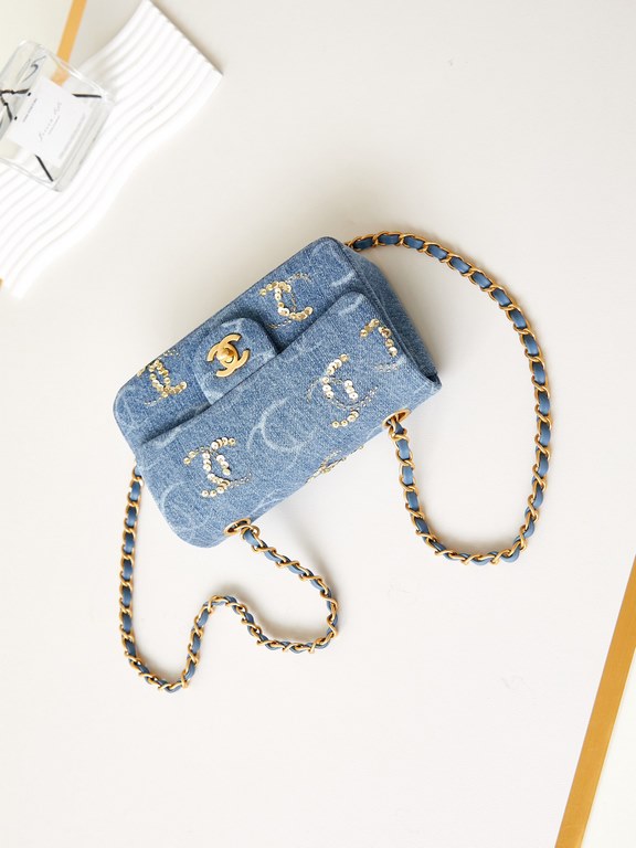 23B Cowboy CF23B Cowboy beaded sequins cf bag gray denim bag body ten sequins logo too good-looking itLike a walking starry sky beautiful and fashionable Zun's good love ah ...... only gray denim denim, more than a littl