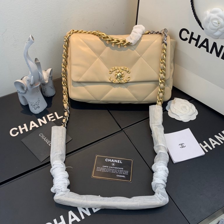 Chane-l small incense 2019 new Model AS1160 2019 fall and winter large diamond lattice tofu bag imported sheepskin single mouth bag Ancient silver white lat gold 3 kinds of metal mixed shoulder straps Coarse chain highli