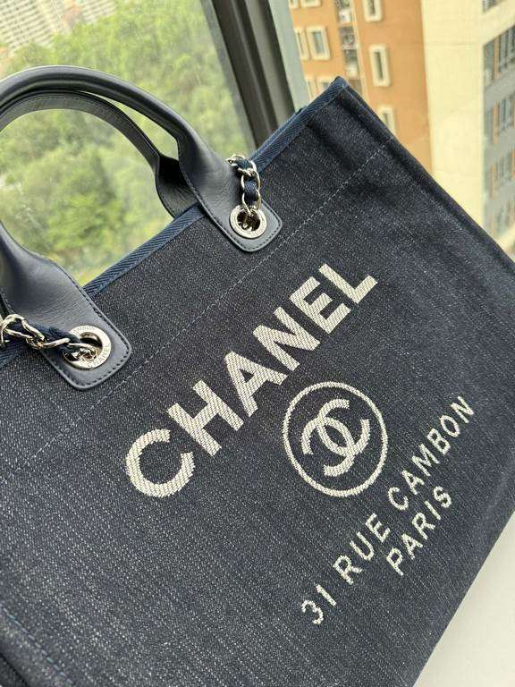 CHANEL 66941 #Large Beach Cowboy Canvas Bag  chanel deauville  SpringSummer Dubai Resort Collection Classic Shopping Bag with Handle Large Mommy Bag Summer Fashion Partner Casual Versatile [Delightful] More and more natu