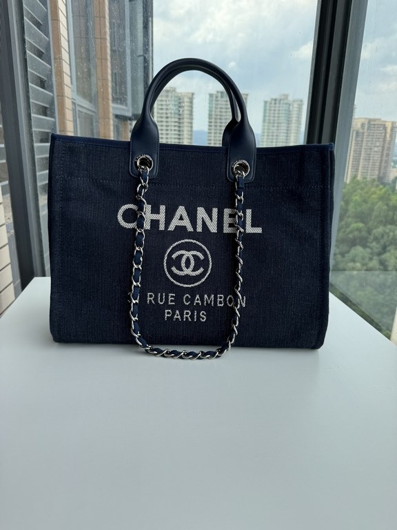 CHANEL 66941 #Large Beach Cowboy Canvas Bag  chanel deauville  SpringSummer Dubai Resort Collection Classic Shopping Bag with Handle Large Mommy Bag Summer Fashion Partner Casual Versatile [Delightful] More and more natu