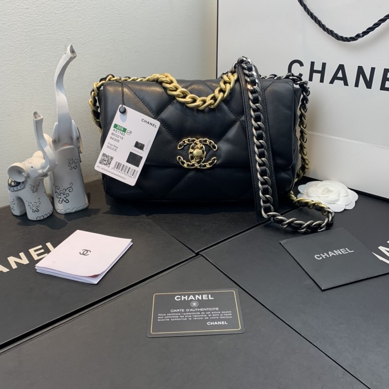 Chane-l small incense 2019 new Model AS1160 2019 fall and winter large diamond lattice tofu bag imported sheepskin single mouth bag Ancient silver white lat gold 3 kinds of metal mixed shoulder straps Coarse chain highli