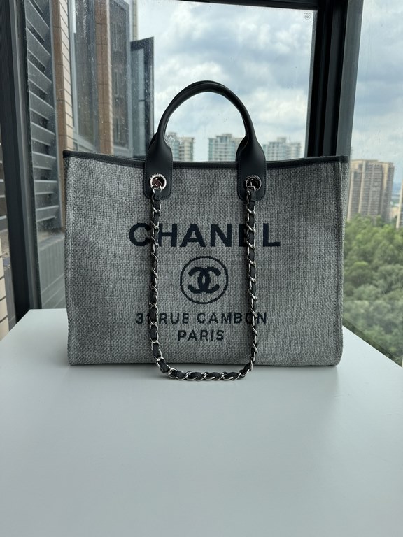 CHANEL 66941 #Large Beach Cowboy Canvas Bag  chanel deauville  SpringSummer Dubai Resort Collection Classic Shopping Bag with Handle Large Mommy Bag Summer Fashion Partner Casual Versatile [Delightful] More and more natu