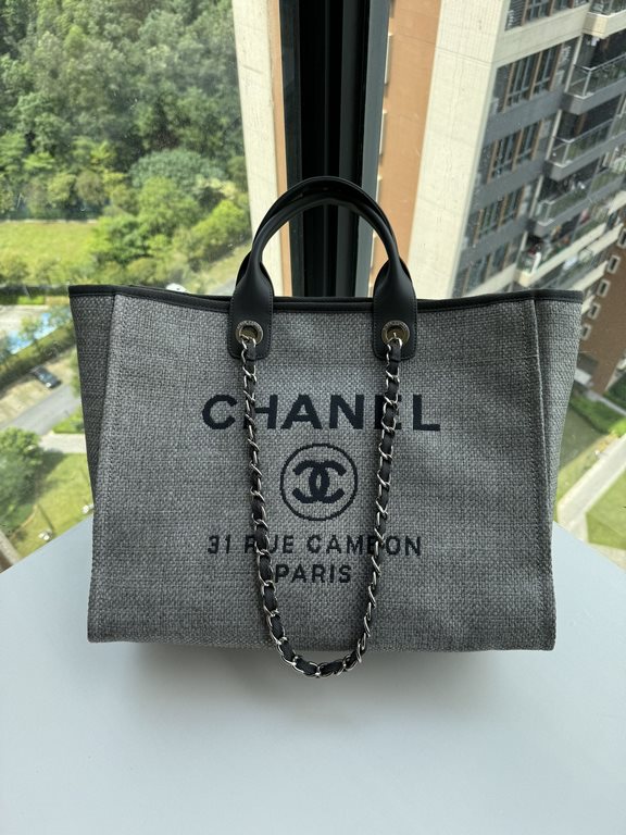 CHANEL 66941 #Large Beach Cowboy Canvas Bag  chanel deauville  SpringSummer Dubai Resort Collection Classic Shopping Bag with Handle Large Mommy Bag Summer Fashion Partner Casual Versatile [Delightful] More and more natu