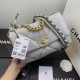 Chane-l small incense 2019 new Model AS1160 2019 fall and winter large diamond lattice tofu bag imported sheepskin single mouth bag Ancient silver white lat gold 3 kinds of metal mixed shoulder straps Coarse chain highli