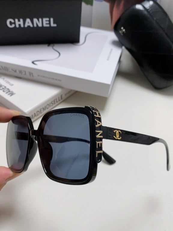 Chanel Chanel 2024 new fashion sunglasses female anti-ultraviolet Korean version of the tide of large face thin box sunglasses summer sunscreen Ms. sunglasses