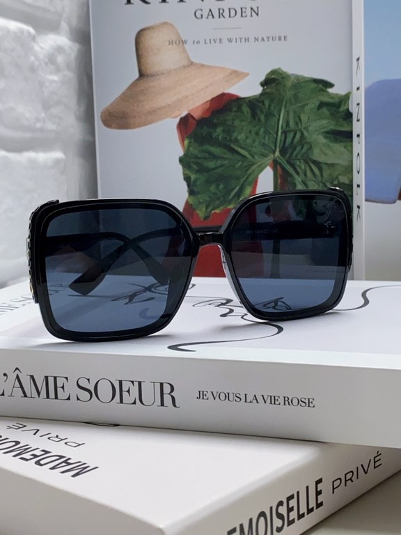 Chanel Chanel 2024 new fashion sunglasses female anti-ultraviolet Korean version of the tide of large face thin box sunglasses summer sunscreen Ms. sunglasses