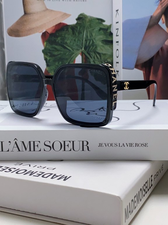 Chanel Chanel 2024 new fashion sunglasses female anti-ultraviolet Korean version of the tide of large face thin box sunglasses summer sunscreen Ms. sunglasses