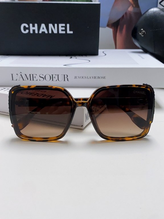 Chanel Chanel 2024 new fashion sunglasses female anti-ultraviolet Korean version of the tide of large face thin box sunglasses summer sunscreen Ms. sunglasses