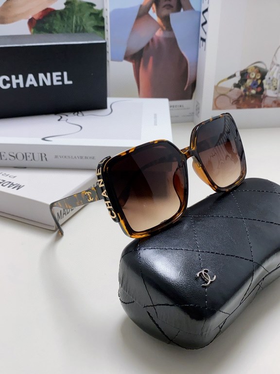 Chanel Chanel 2024 new fashion sunglasses female anti-ultraviolet Korean version of the tide of large face thin box sunglasses summer sunscreen Ms. sunglasses