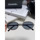 Chanel Chanel 2024 new sunglasses female oval French retro personality round face thin Europe and the United States narrow edge flash frame metal senior small red book Ms. sunglasses