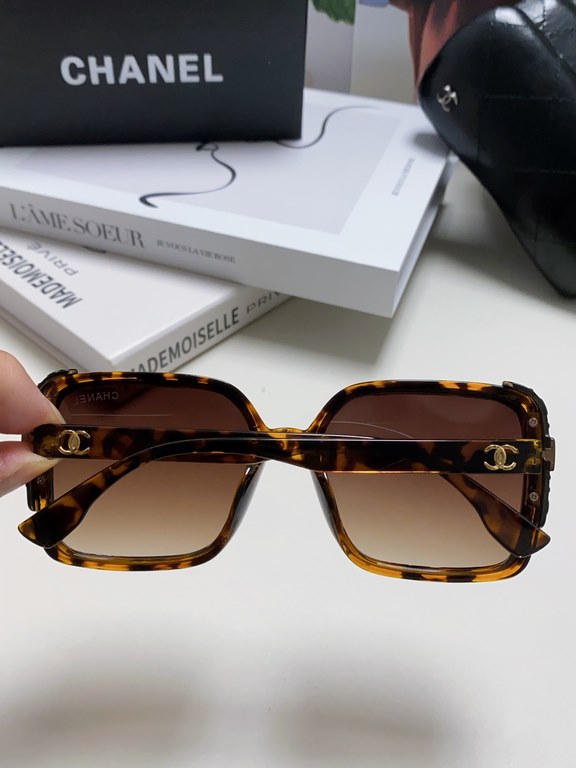 Chanel Chanel 2024 new fashion sunglasses female anti-ultraviolet Korean version of the tide of large face thin box sunglasses summer sunscreen Ms. sunglasses