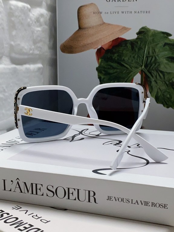 Chanel Chanel 2024 new fashion sunglasses female anti-ultraviolet Korean version of the tide of large face thin box sunglasses summer sunscreen Ms. sunglasses