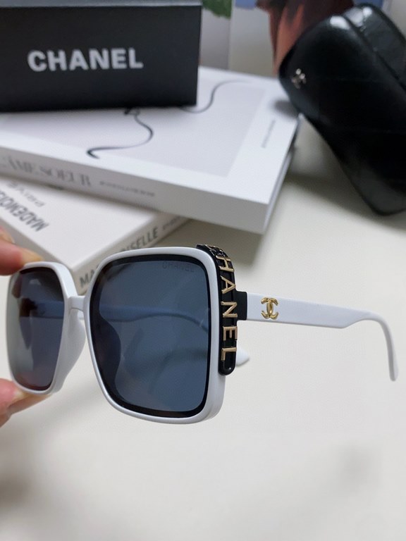 Chanel Chanel 2024 new fashion sunglasses female anti-ultraviolet Korean version of the tide of large face thin box sunglasses summer sunscreen Ms. sunglasses