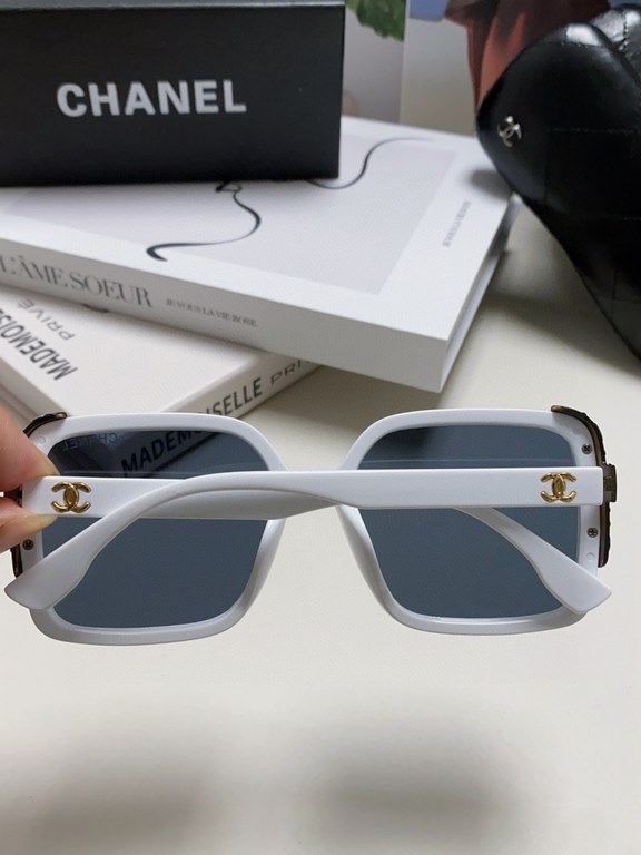 Chanel Chanel 2024 new fashion sunglasses female anti-ultraviolet Korean version of the tide of large face thin box sunglasses summer sunscreen Ms. sunglasses