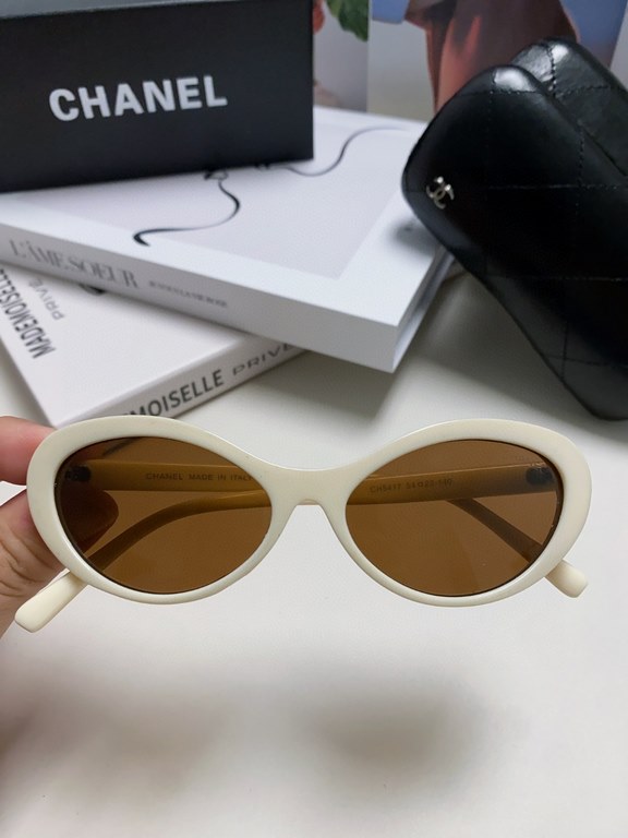 Chanel Chanel vintage cat-eye Xiao Xiang sunglasses women's high-class sense of letters rim oval sunglasses classic round Wang Yibo same models