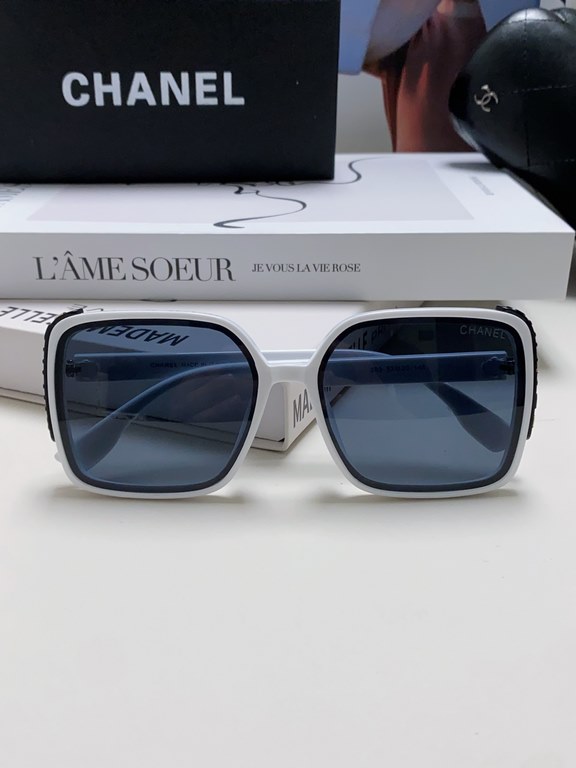 Chanel Chanel 2024 new fashion sunglasses female anti-ultraviolet Korean version of the tide of large face thin box sunglasses summer sunscreen Ms. sunglasses