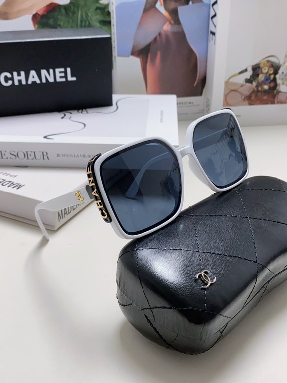 Chanel Chanel 2024 new fashion sunglasses female anti-ultraviolet Korean version of the tide of large face thin box sunglasses summer sunscreen Ms. sunglasses