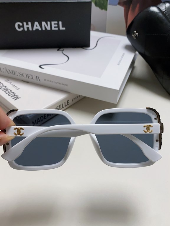 Chanel Chanel 2024 new fashion sunglasses female anti-ultraviolet Korean version of the tide of large face thin box sunglasses summer sunscreen Ms. sunglasses