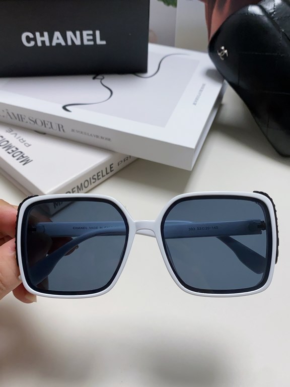 Chanel Chanel 2024 new fashion sunglasses female anti-ultraviolet Korean version of the tide of large face thin box sunglasses summer sunscreen Ms. sunglasses