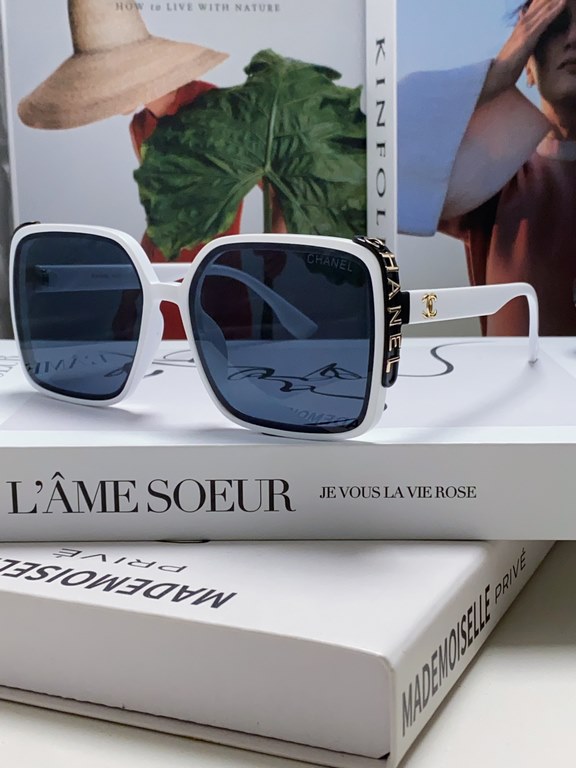 Chanel Chanel 2024 new fashion sunglasses female anti-ultraviolet Korean version of the tide of large face thin box sunglasses summer sunscreen Ms. sunglasses