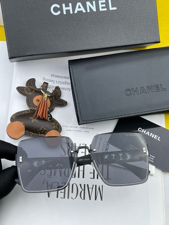 [Chanel] 2024 open spring new Trendy explosive models fashion box sunglasses high quality wear comfortable Net red tide models sunglasses Ms. high-definition thickened sunglasses     High-quality TR frame Model CH1291