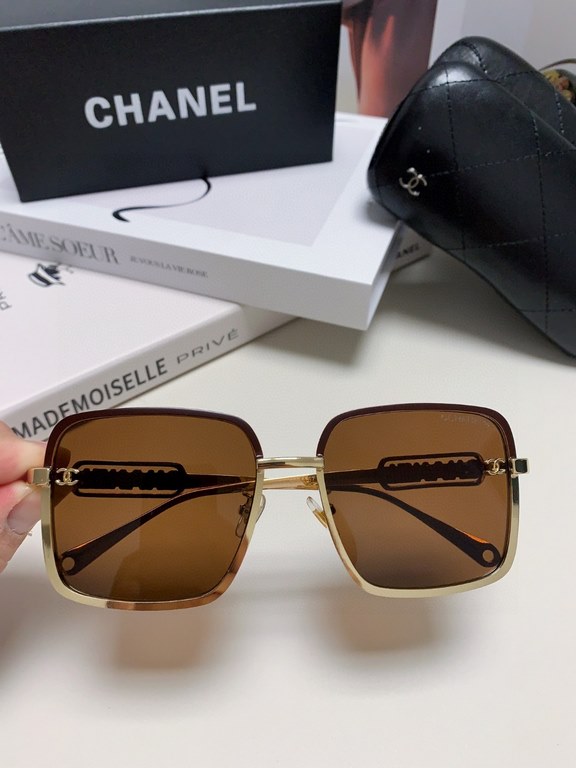 Chanel Chanel 2024 new sunglasses, men's and women's sun shades, metal temples, a must for driving trips!