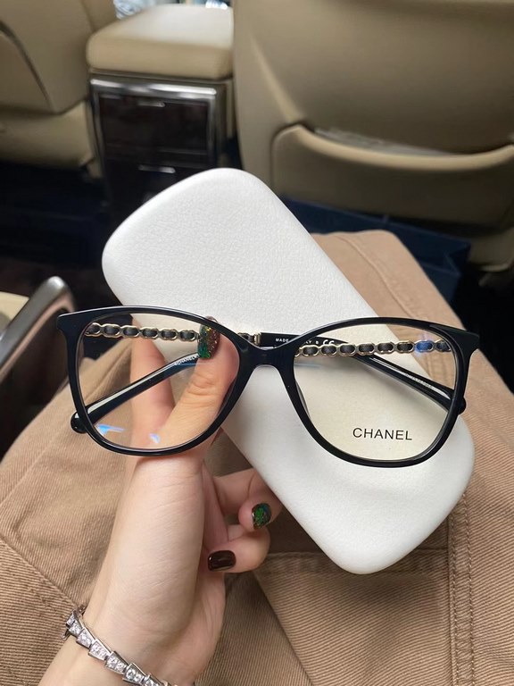 Chanel CH3408Q iconic logo sheepskin weave legs fine frame plano myopia glasses frame noble with light preferred Oh, the height of the number of fairies with it    proper, do not make up to wear it is also beautiful da !