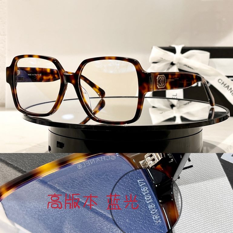 High version of CHANEL Chanel spring and summer new black square frame love double C letters logo glasses CH3438Size56-17-145